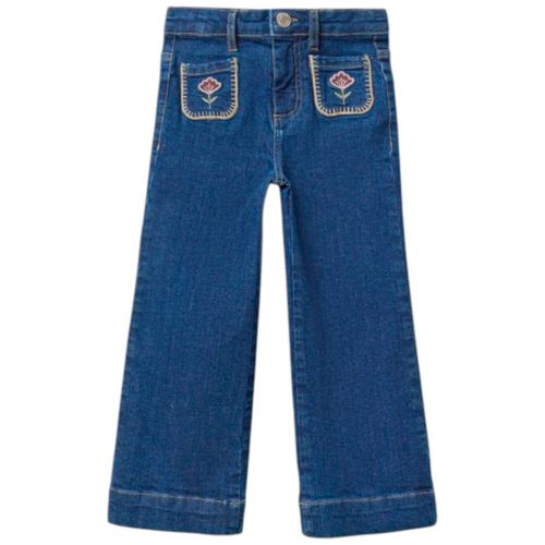Jeans azul con bordado para niña