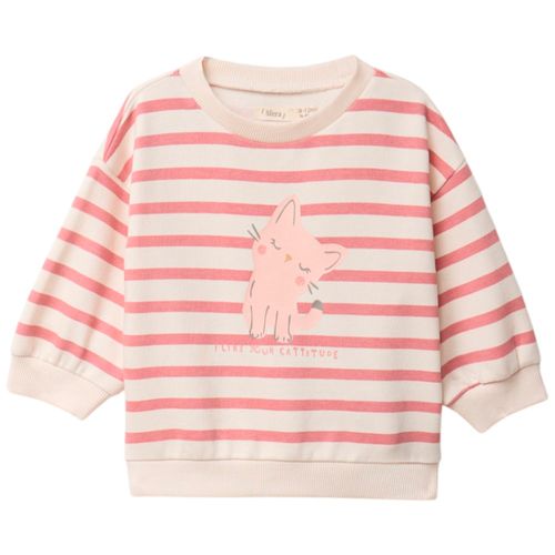 Sudadera bicolor a rayas para bebé niña