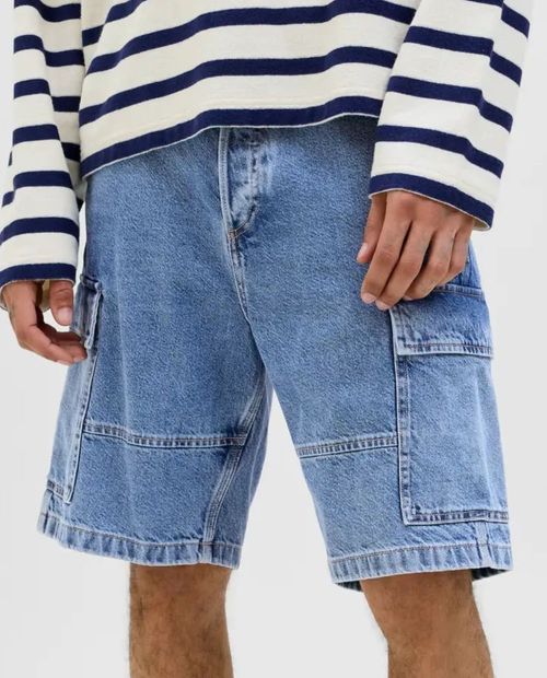 Short cargo Jack & Jones baggy fit azul denim para hombre