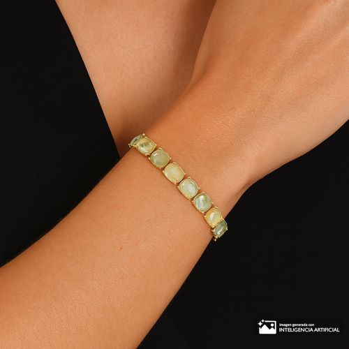 Pulsera elástica con cristales multicolor facetados 9" x 1 cm para mujer