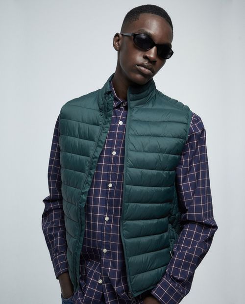 Chaleco acolchado impermeable Sfera verde oscuro sólido para hombre