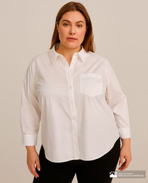 Blusa Sabrina camisera blanca manga larga para mujer