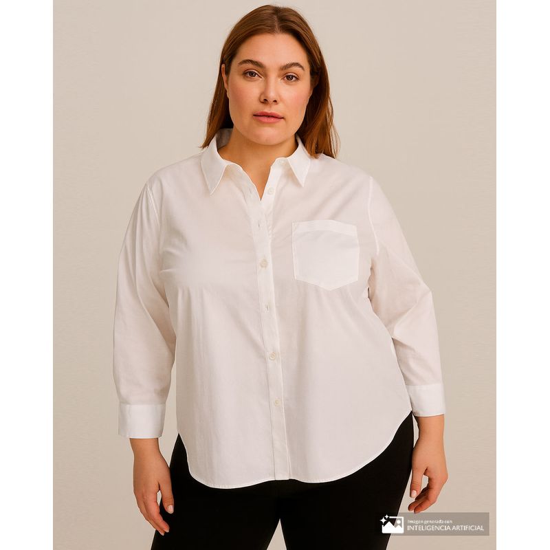Blusa Sabrina camisera blanca manga larga para mujer