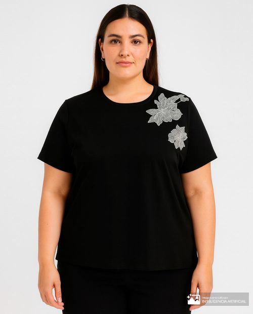 Camiseta Unexpected negra manga corta para mujer