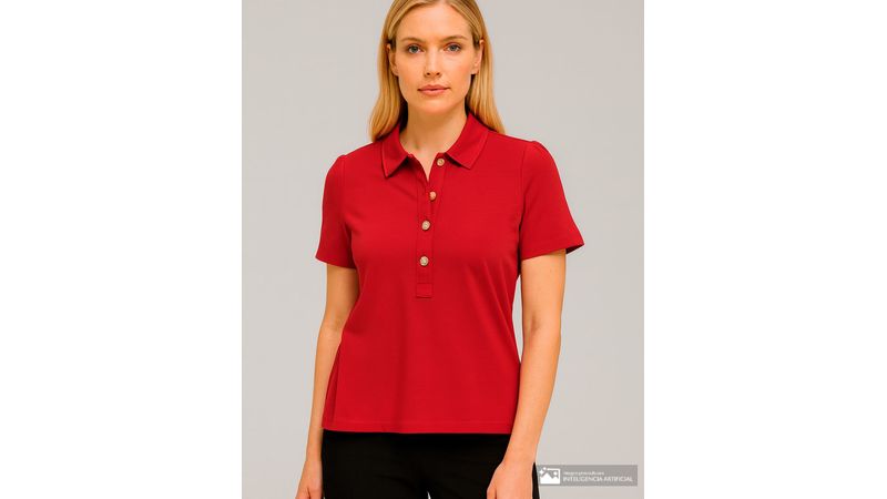 Blusa Tommy Hilfiger tipo polo roja manga corta para mujer