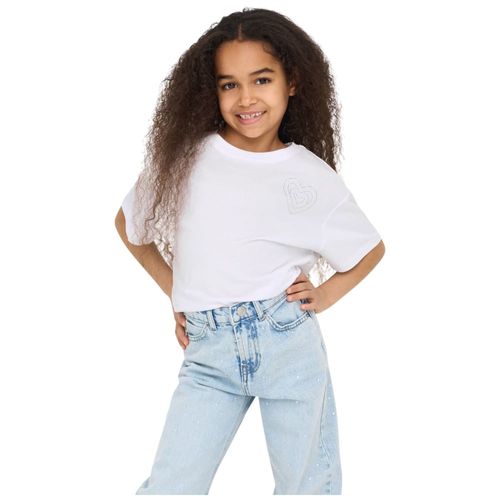Blusa blanca con bordado para niña