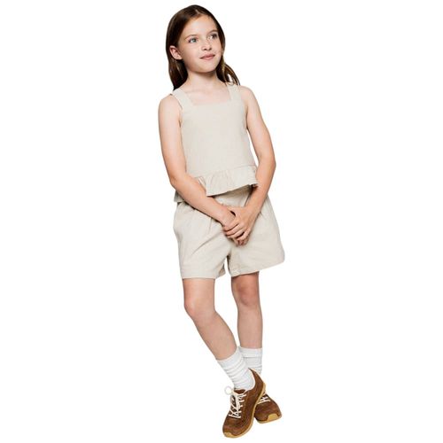 Short beige sólido para niña