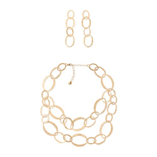 Set de aretes y choker dorado para mujer