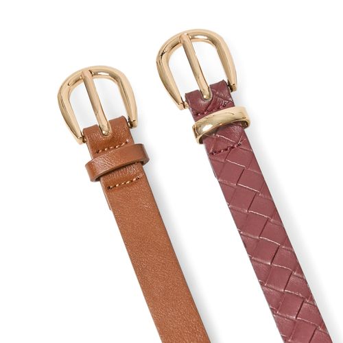 Set de 2 cinturones Sfera color café para mujer