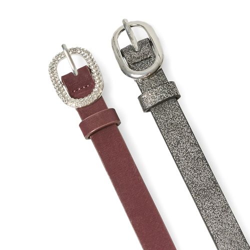 Set de 2 cinturones Sfera color rojo/plateado para mujer