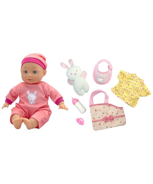 Grandex muñeca bebé 35 cm incluye 6 accesorios
