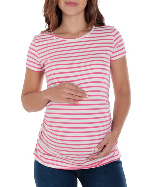 Camiseta maternal Sabrina rayada manga corta para mujer