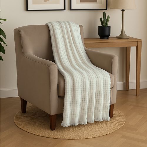 Frazada de poliéster con textura de cuadros 130x150 cm