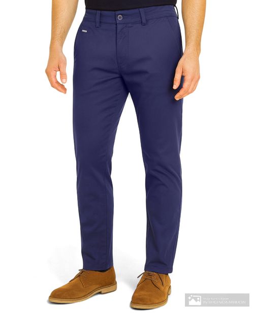 Pantalón chino Unexpected slim fit azul navy sólido para hombre