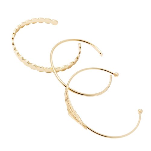 Set de 3 pulseras rígidas finas con baño de oro de 18 quilates