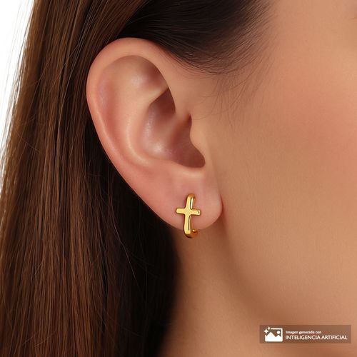 Aretes huggies de plata con baño de oro para mujer