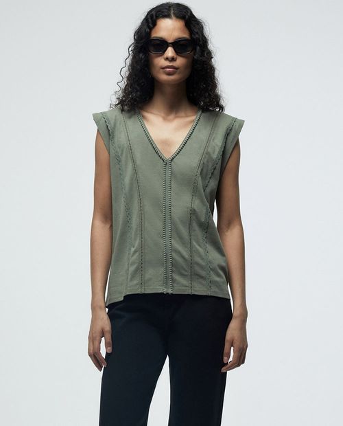 Blusa Sfera casual verde manga corta para mujer