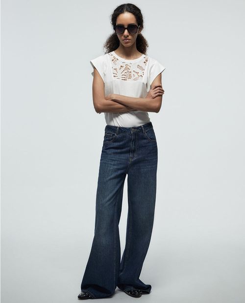 Blusa Sfera casual blanca manga corta para mujer