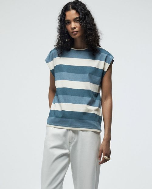 Camiseta Sfera rayada manga corta para mujer