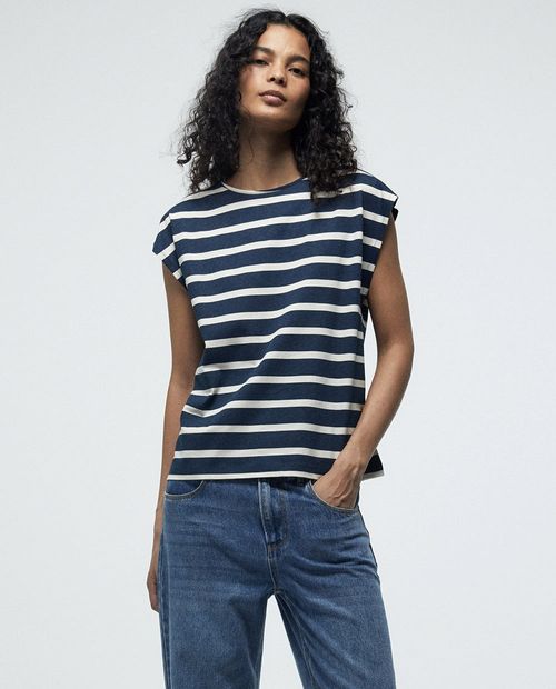 Camiseta Sfera rayada manga corta para mujer