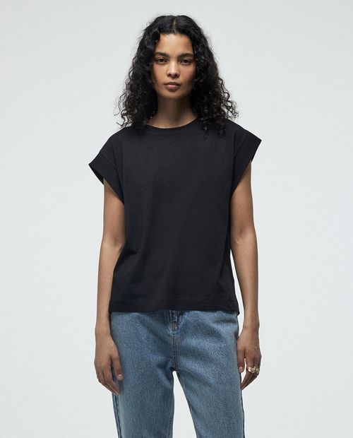 Camiseta Sfera negra manga corta para mujer