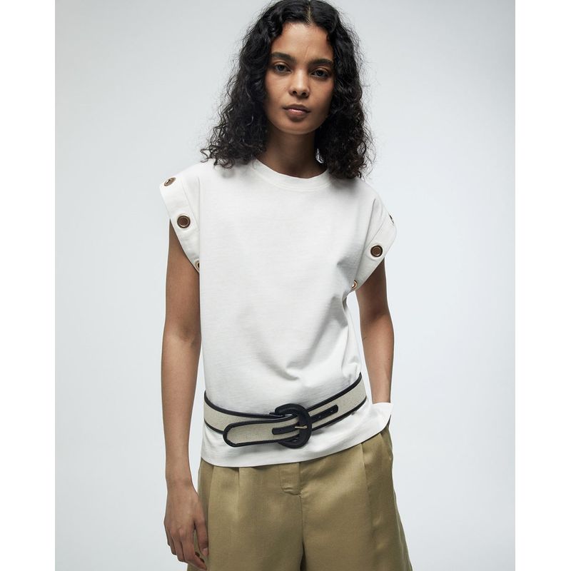 Sfera Blanca Camisetas Sfera Casual Camisa Blanca Bordada Camisas