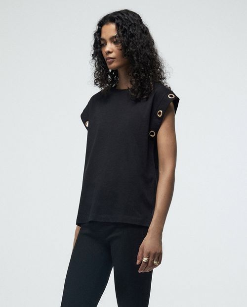 Camiseta Sfera negra manga corta para mujer