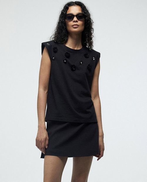 Camiseta Sfera negra manga corta para mujer