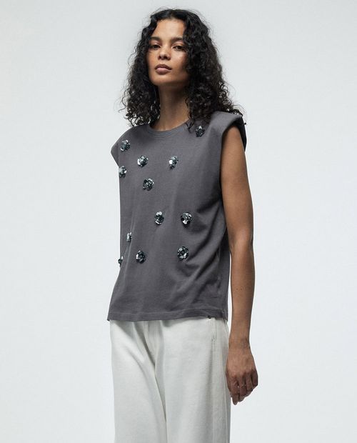 Camiseta Sfera gris manga corta para mujer