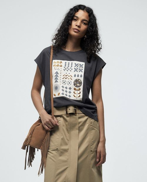 Camiseta Sfera gris manga corta para mujer