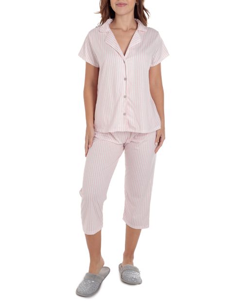 Pijama con pantalón Sabrina rayada manga corta para mujer