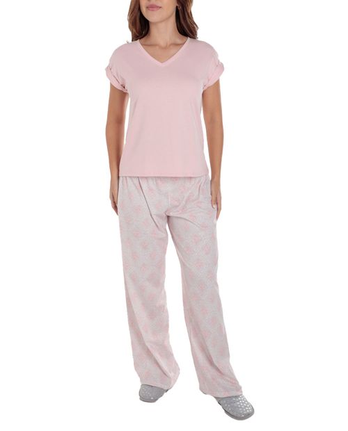 Pijama con pantalón Sabrina estampada manga corta para mujer