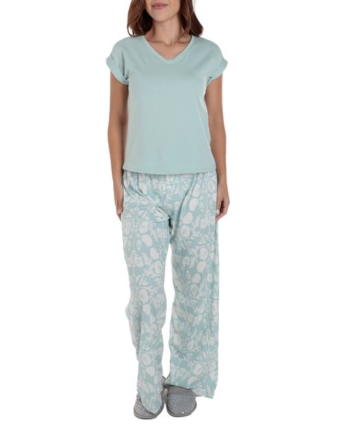 Pijama con pantalón Sabrina estampada manga corta para mujer