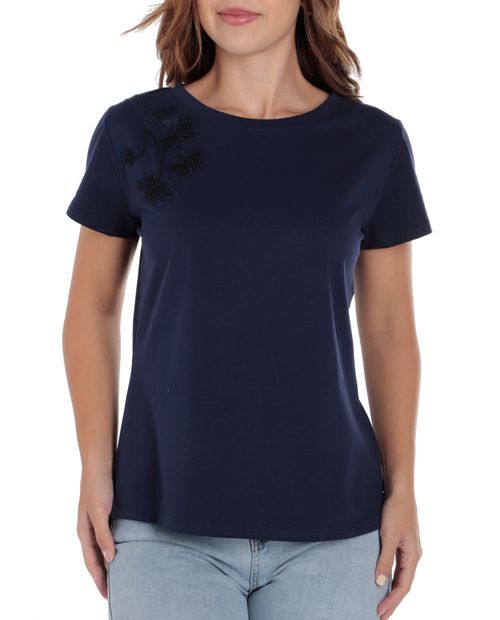 Camiseta Sabrina azul manga corta para mujer