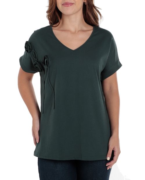 Camiseta Sabrina verde manga corta para mujer