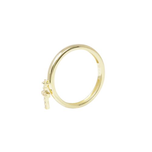 Anillo de cuz colgante de plata en baño de oro para mujer