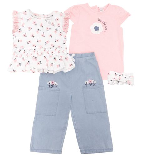 Conjunto de 4 piezas multicolor con estampado para niña