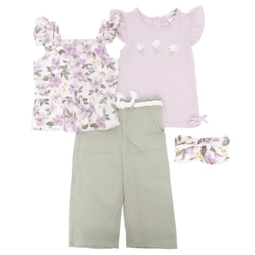 Conjunto de 4 piezas multicolor con estampado para niña
