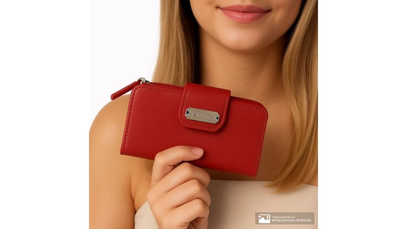 Billetera flap Nautica color rojo para mujer