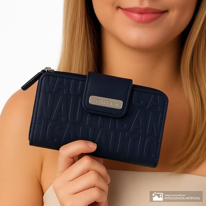 Billetera flap Nautica color azul para mujer Siman El Salvador