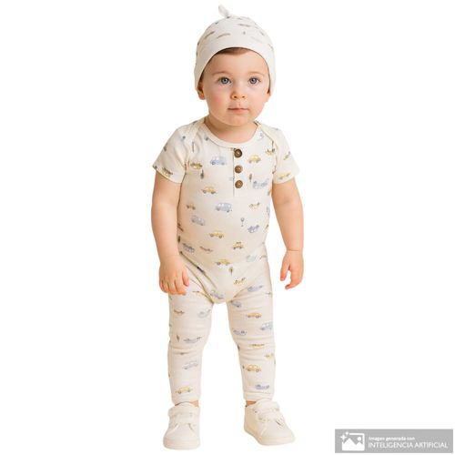 Conjunto de 3 piezas blanco con estampado para bebé niño
