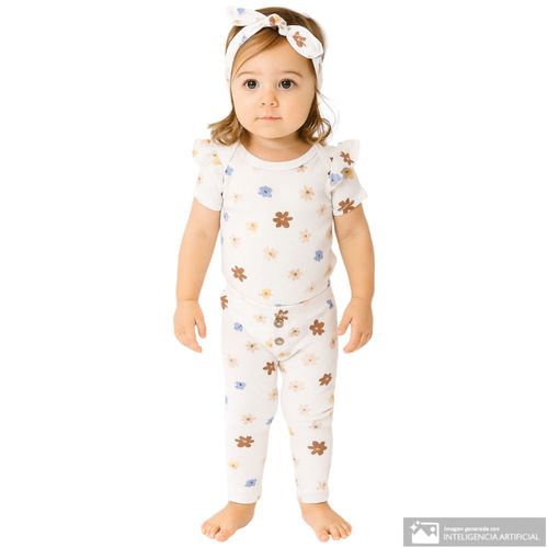 Conjunto de 3 piezas multicolor con estampado para bebé niña