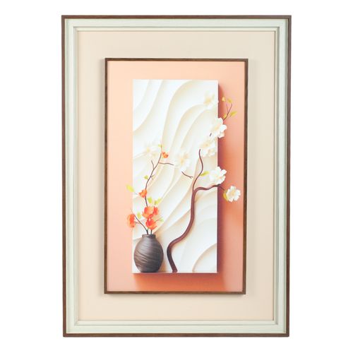 Cuadro decorativo enmarcado en relieve florales 49x69 cm