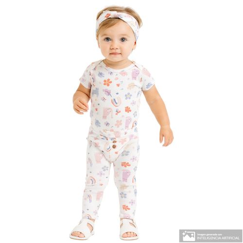 Conjunto de 3 piezas multicolor con estampado para bebé niña