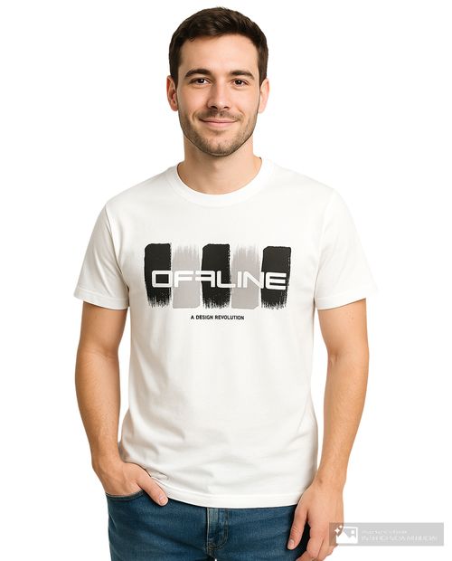 Camiseta Unexpected blanca con estampado "Offline" para hombre