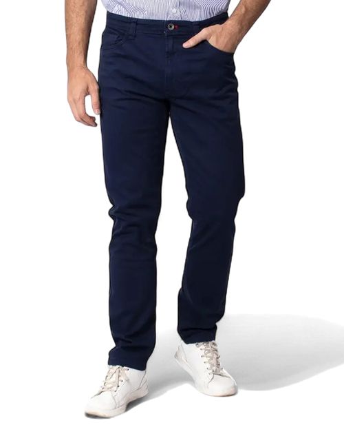 Pantalón casual Izod regular fit azul navy sólido para hombre