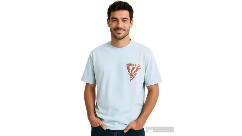Camiseta Hurley relaxed fit celeste con estampado 