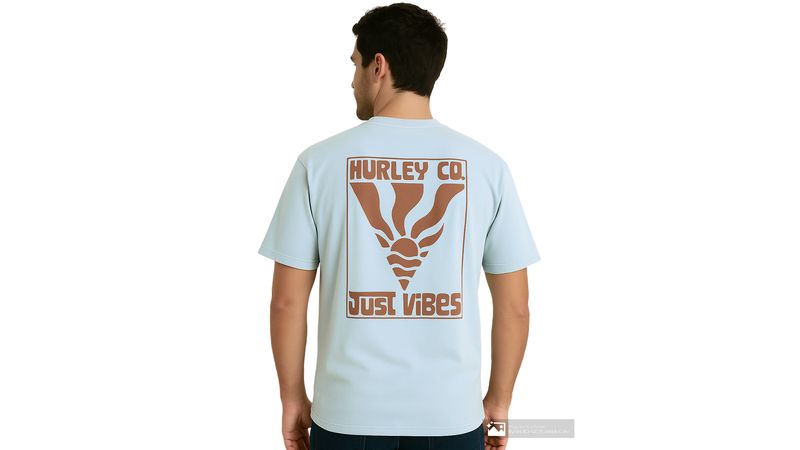 Camiseta Hurley relaxed fit celeste con estampado 