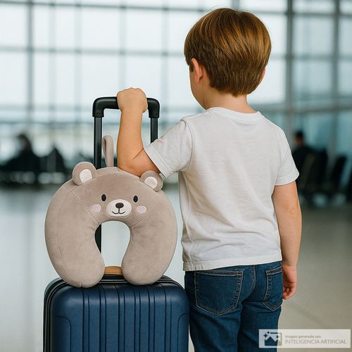 Cojín infantil para viaje con diseño de oso 30x30 cm