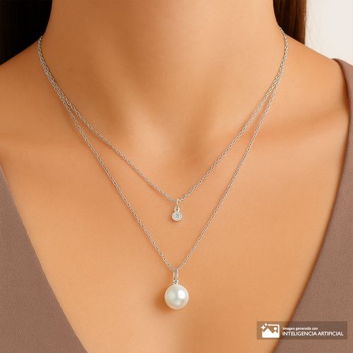 Collar doble de plata 4mm-45.72 cm para mujer